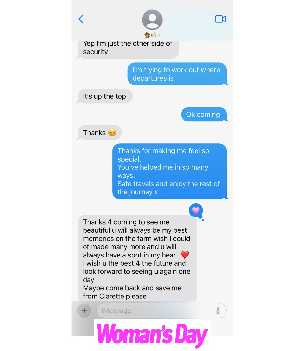 Thomas's secret texts to Claire revealed! (Image: supplied)