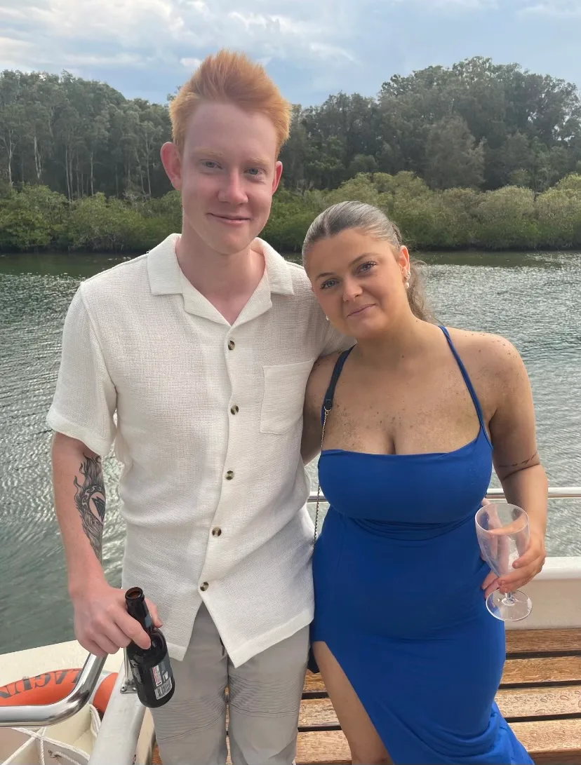 Jayden (left) enjoying the spoils of fame with his girlfriend (right)