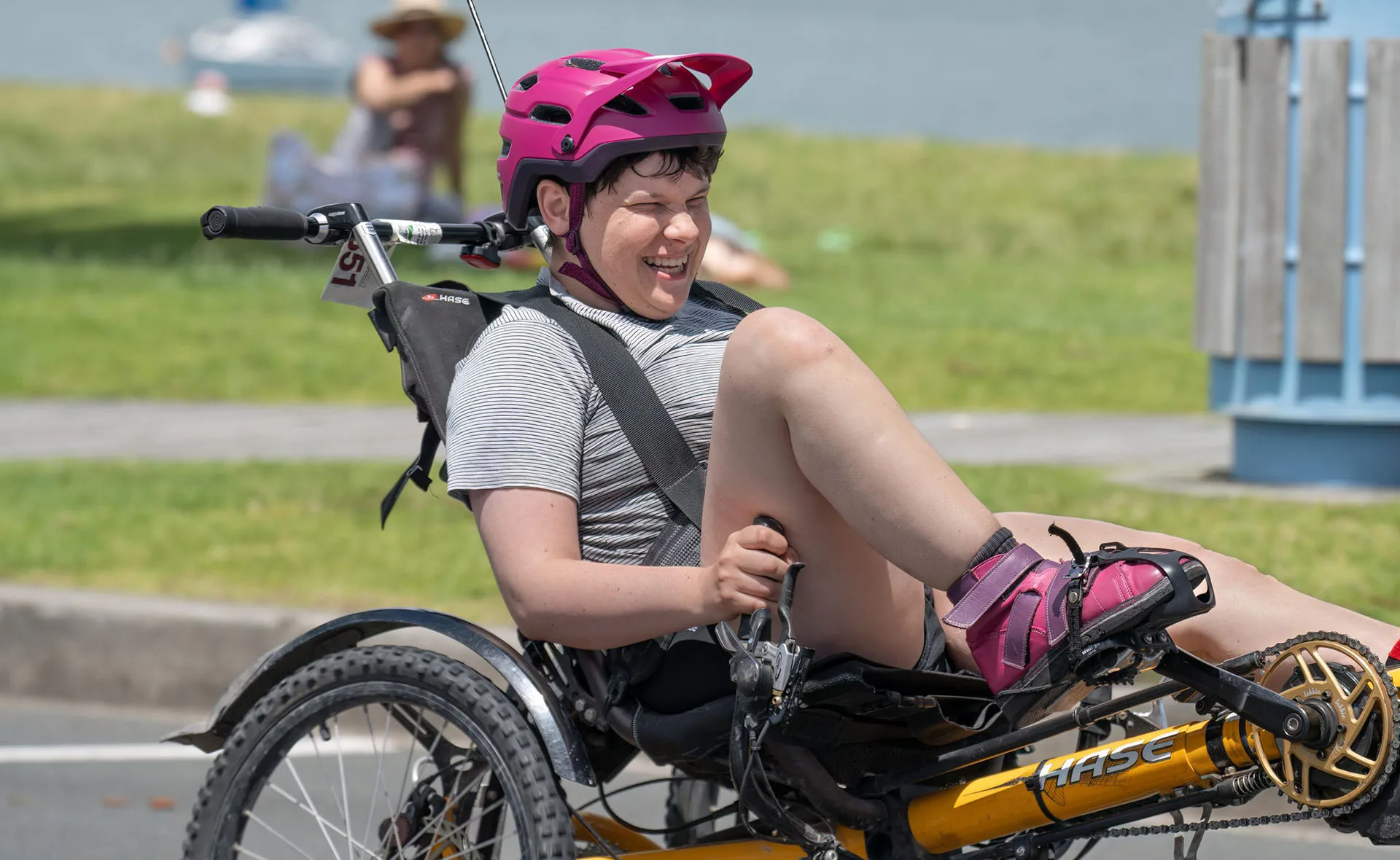 Nikayla Wood takes part in Tauranga’s Tinman Triathlon as a Team Biker. (Image: Supplied)