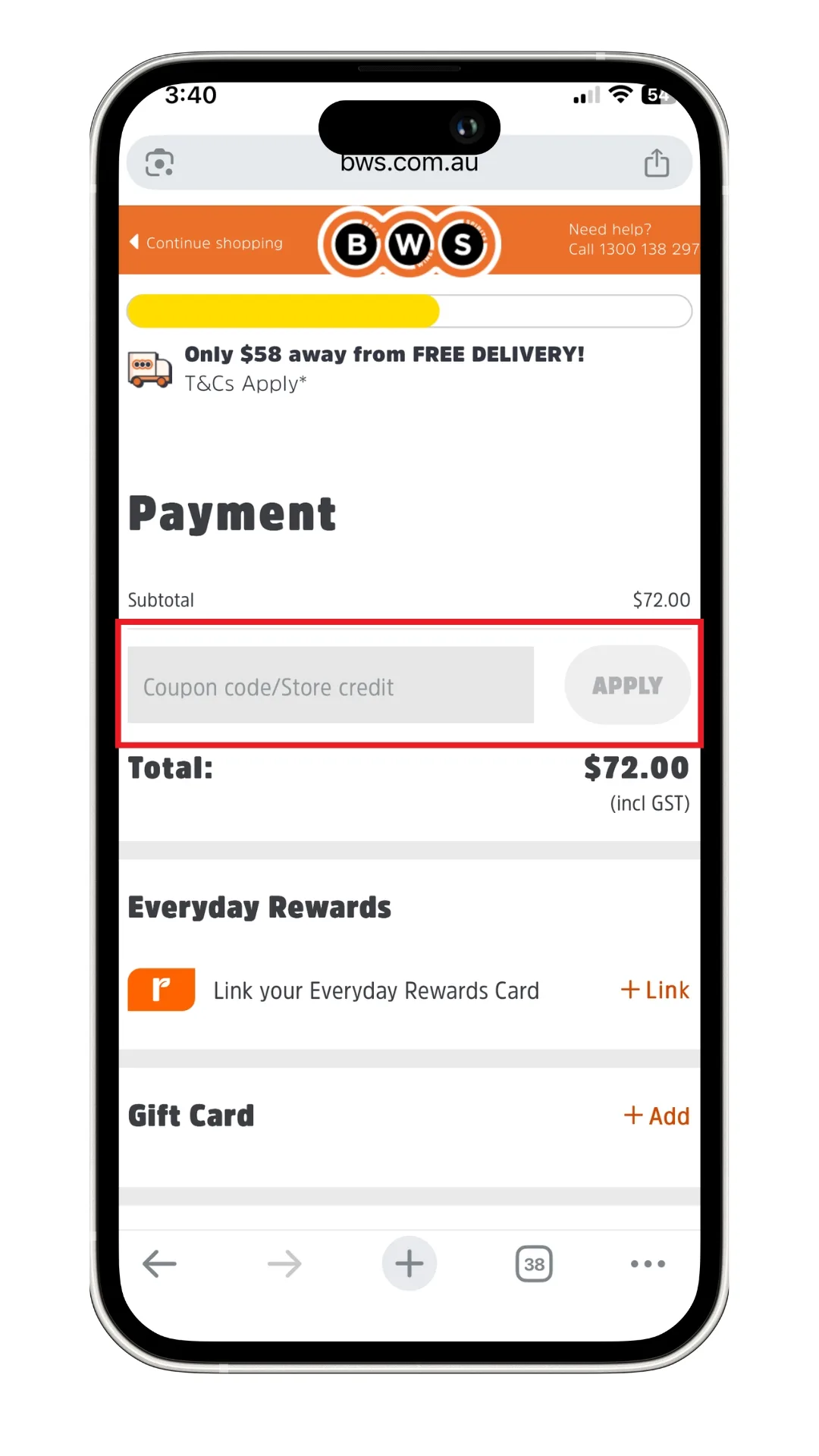 how to apply a BWS coupon code at checkout