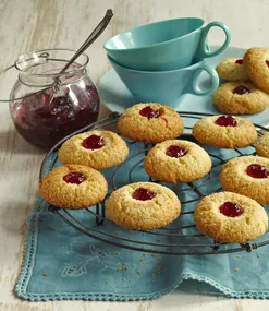 Coconut jam drop biscuits