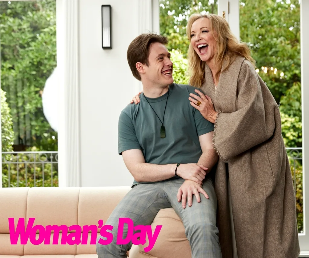 Rebecca and Zac share a laugh in a photo shoot image