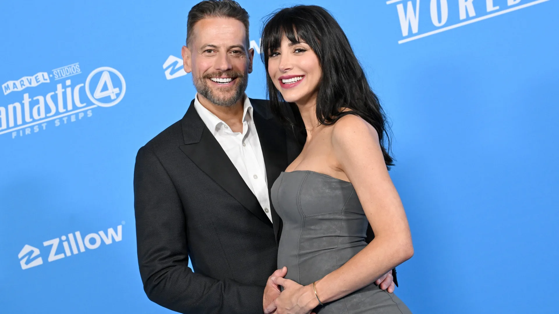 Ioan Gruffudd and Aussie wife Bianca debut baby bump at Fantastic Four premiere