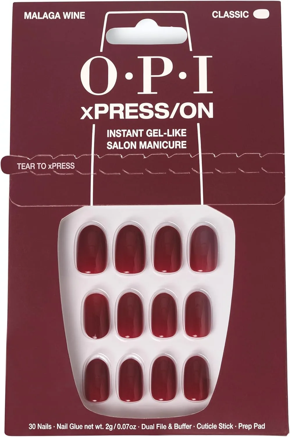 OPI Xpress/on Press-On Nails in Malaga Wine