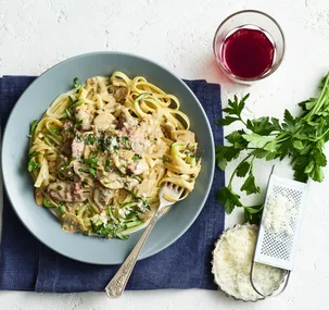 Pepper steak and mushroom pasta