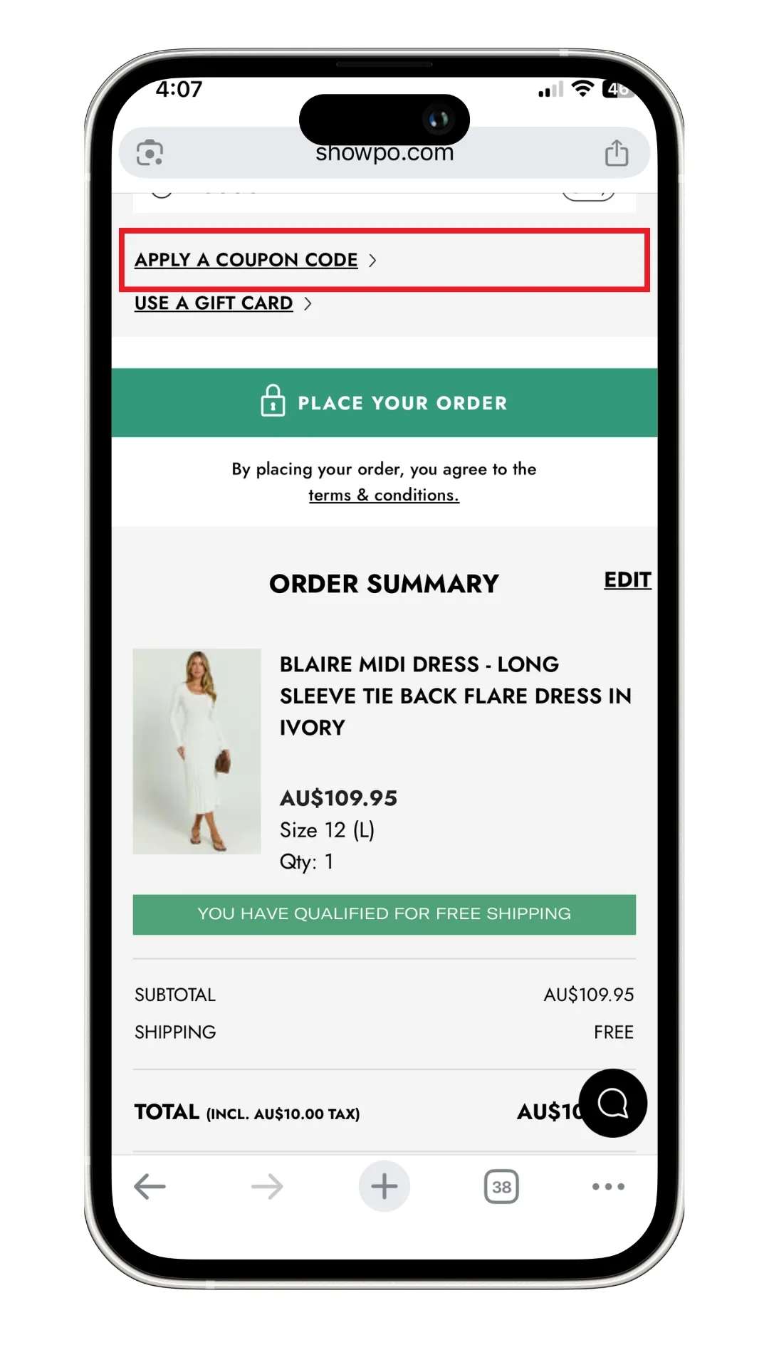 How to apply a Showpo discount code at checkout