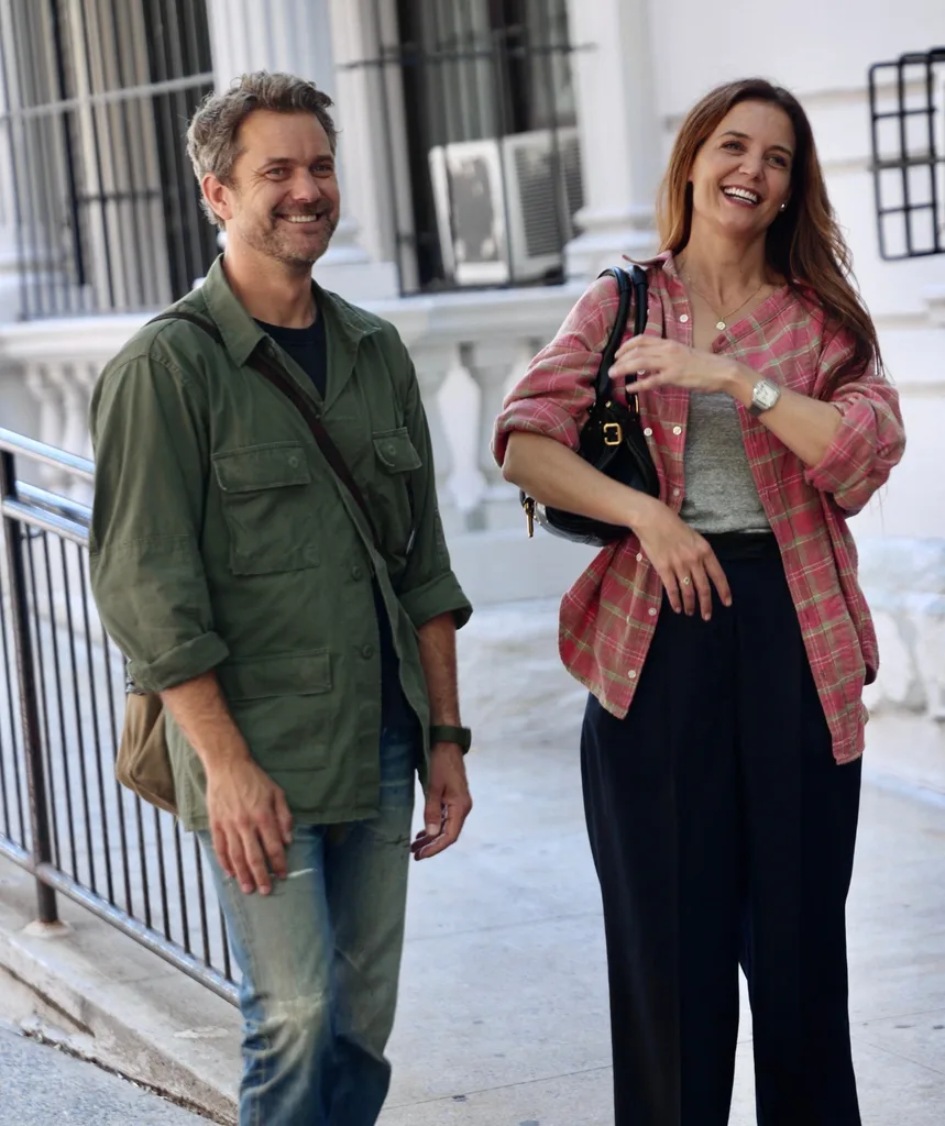 Katie and Josh on set