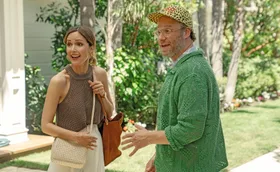 Rose Byrne and Seth Rogan on set of Platonic season two.