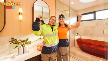 All of the week three main ensuite bathroom reveals shown on The Block 2025