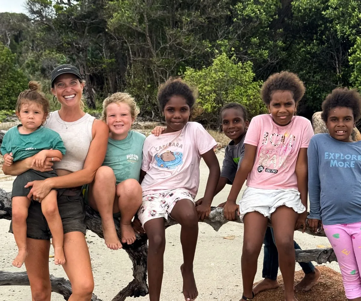 The couple and their kids drove the legendary old Telegraph track and met locals on the way. (Image: @karstanandmaxine)