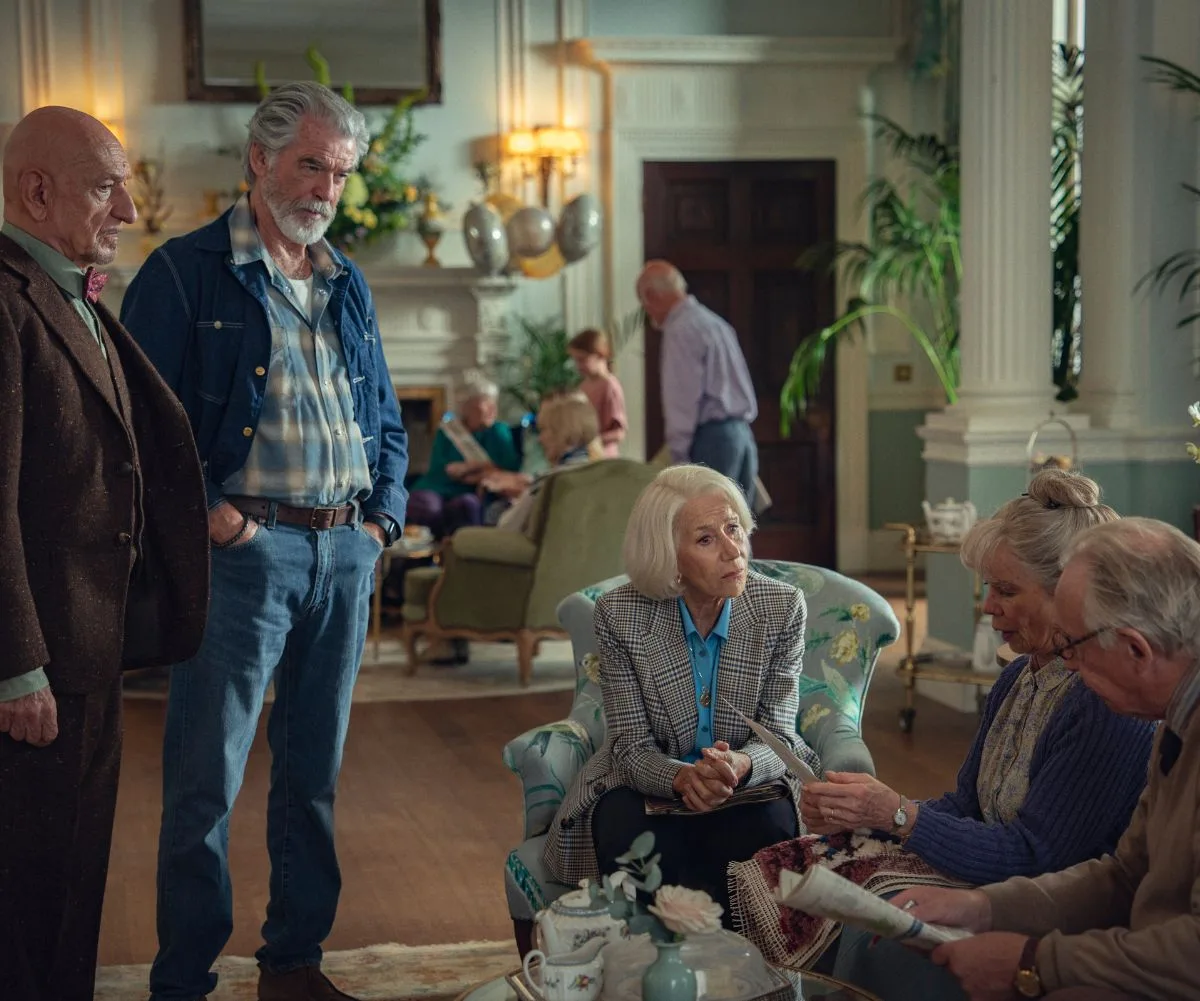 Star-studded cast! Helen Mirren, Pierce Brosnan, Ben Kingsley and Celia Imrie take the lead in the show. (Image: Netflix)