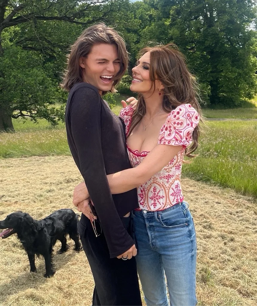 Liz Hurley and son Damien