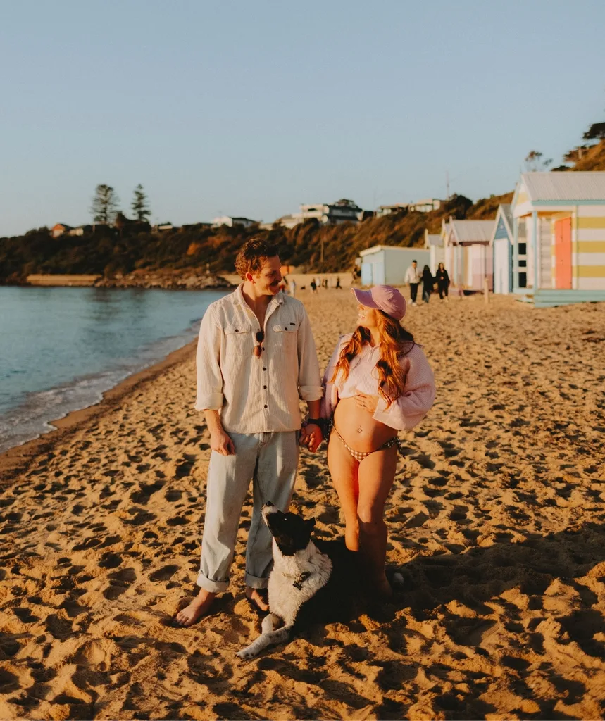 Emma, Ben and bump on the beach