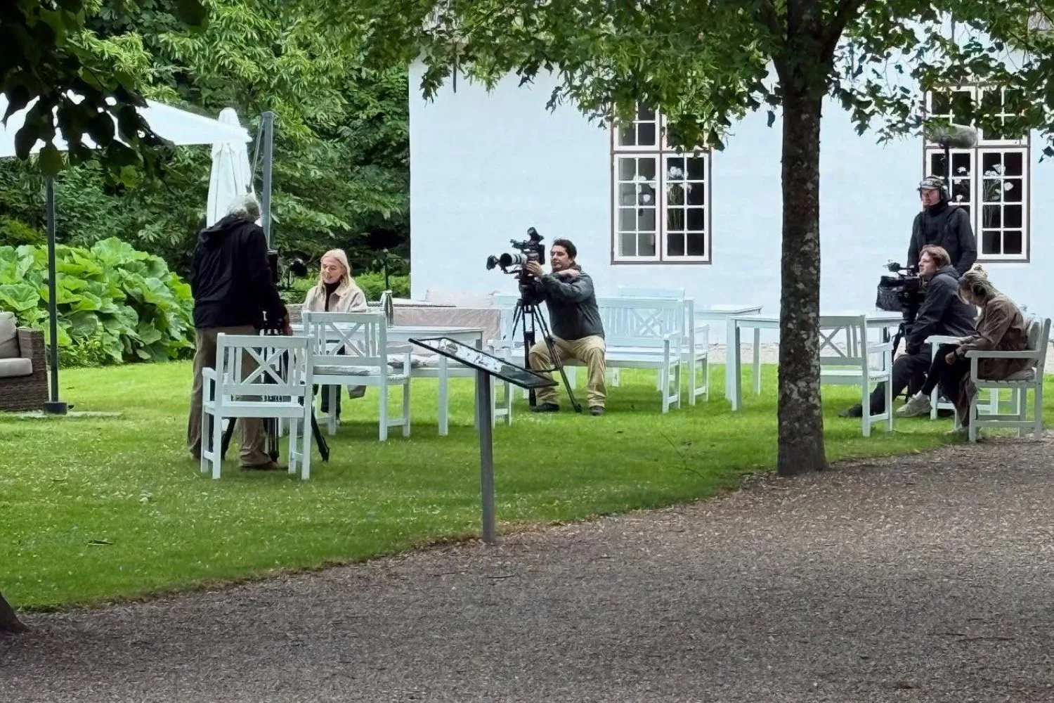 Camera crews film at Schackenborg castle