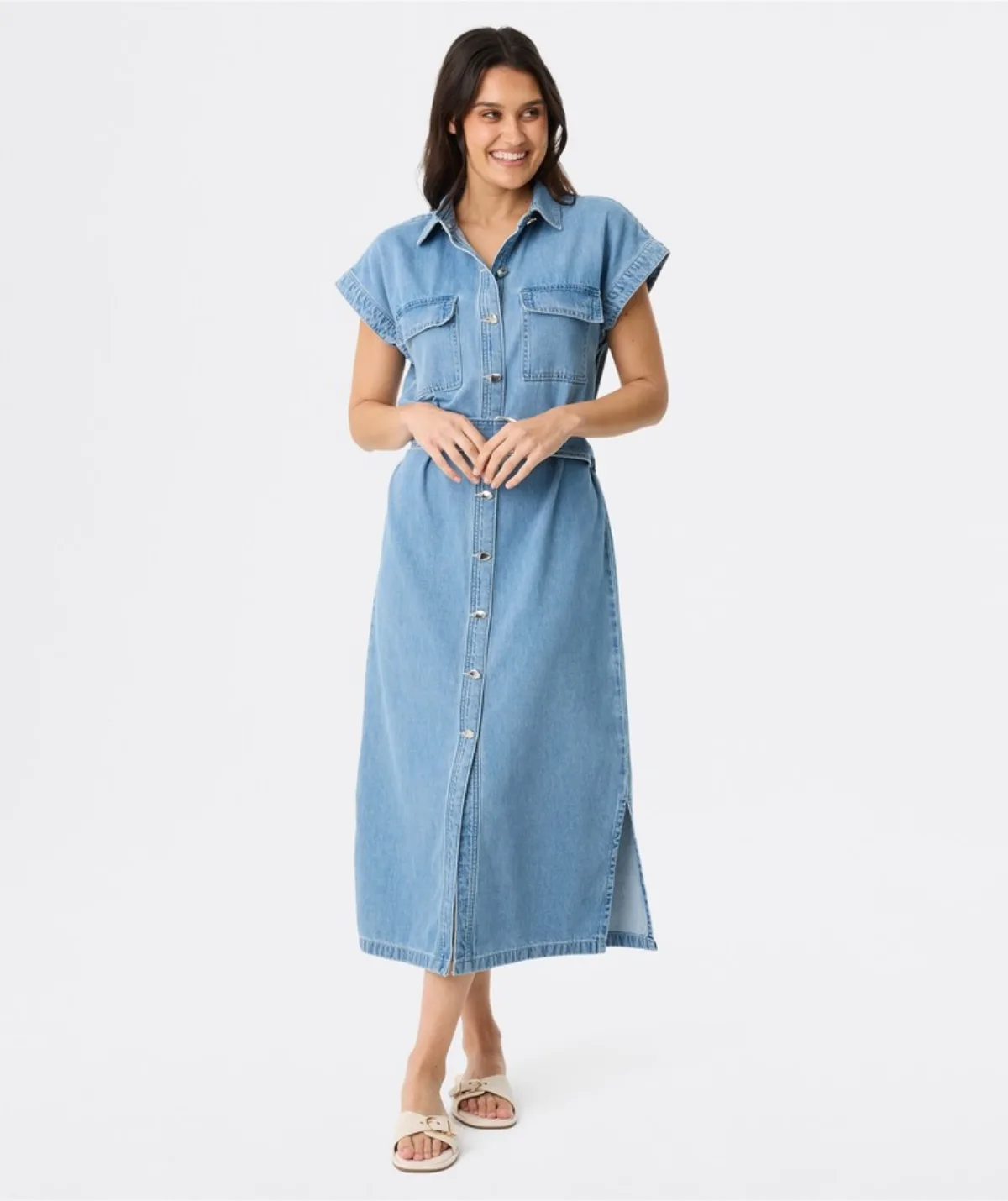 The 1964 Denim Company Women's Longline Shirt Dress - Bondi Blue