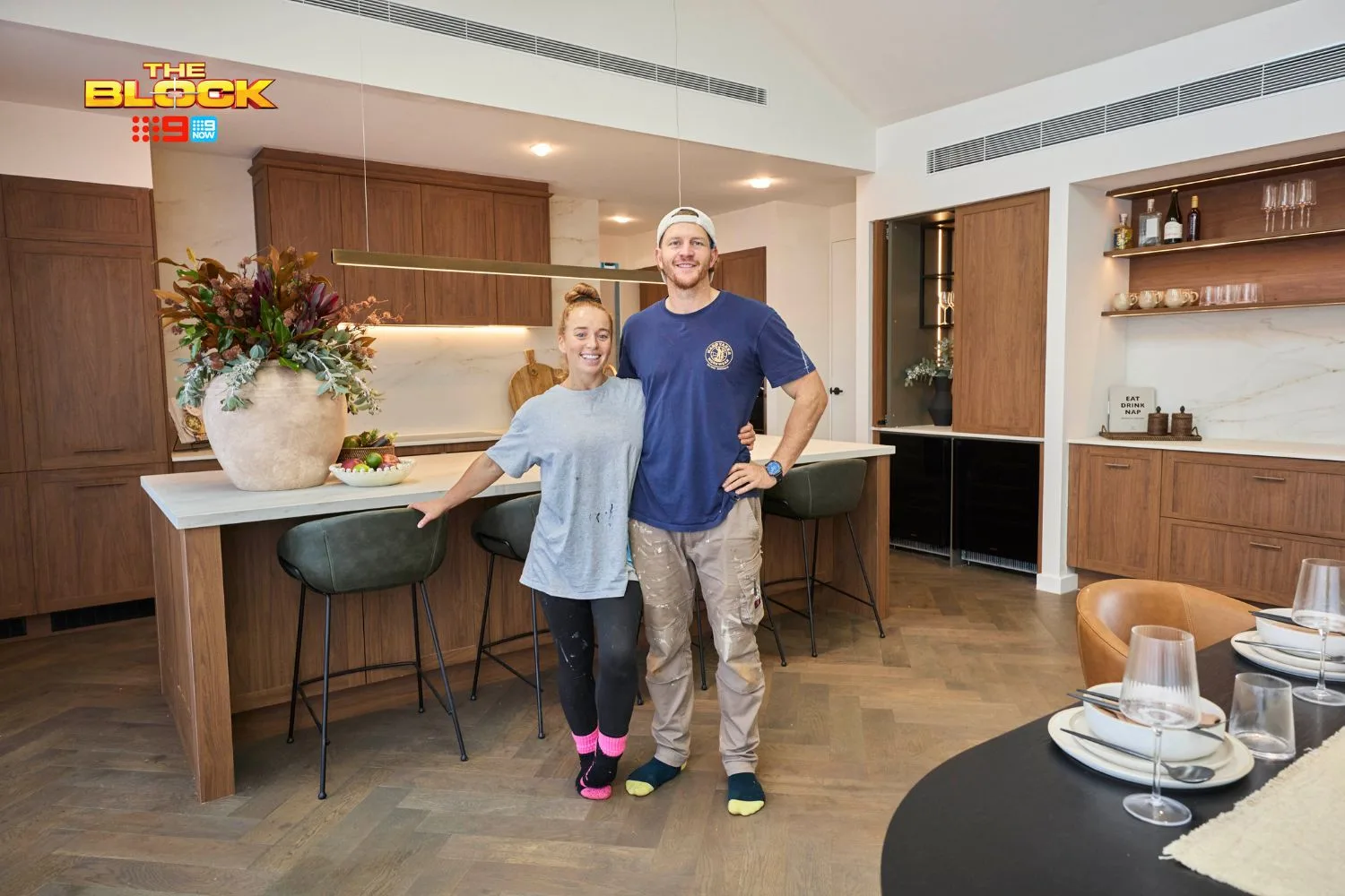 The Block stars Emma and Ben in their kitchen