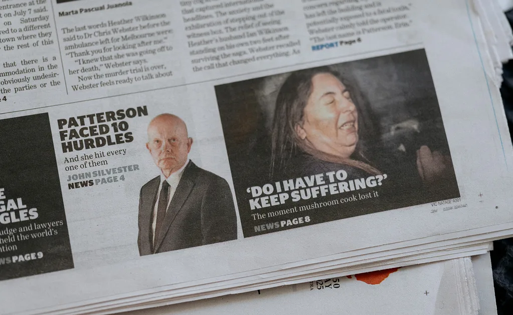 Promo image of John Silvester and Erin Patterson in the paper.