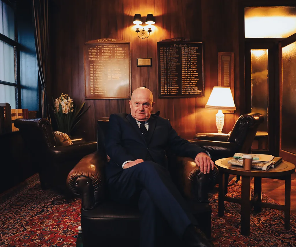 John Silvester journalist sits and is filmed for Revealed - Death Cap Murders documentary.