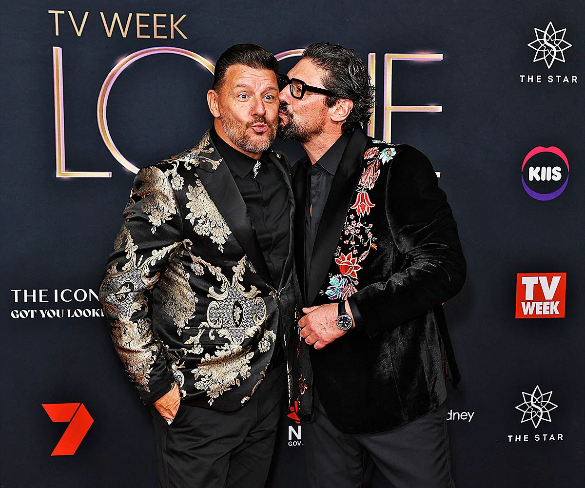 Manu Fieldel and Colin Fassnidge at the 2025 TV WEEK Logie Awards.
