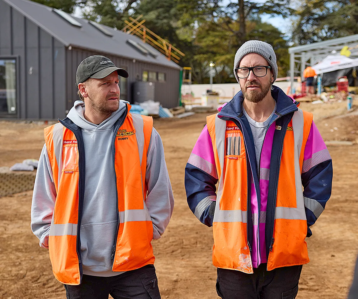 Robby and Mat on set of The Block.