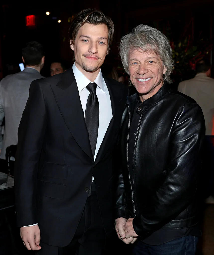 Jake Bongiovi and Jon Bon Jovi attend the Damsel World Premiere