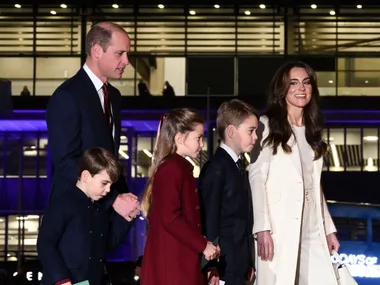 Kate, William and family, left, and right and inset, the Lady Beatrice superyacht