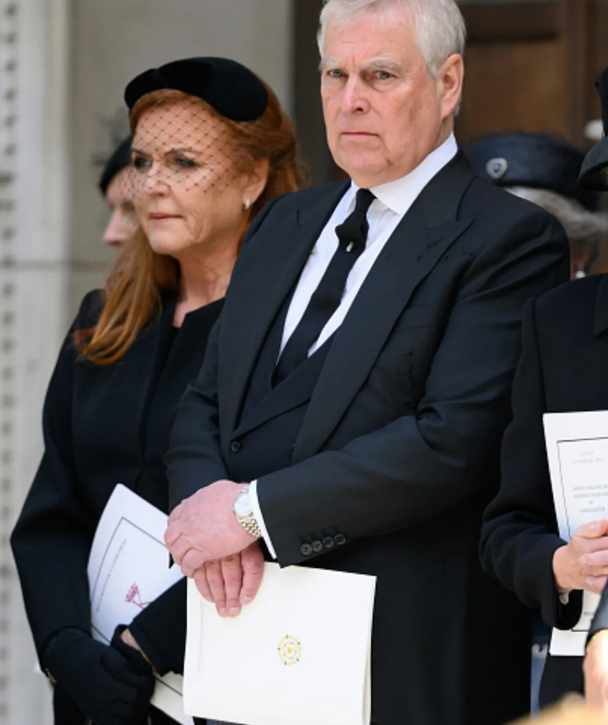 Prince Andrew and Sarah Ferguson attended the funeral together. Credit: Getty. 