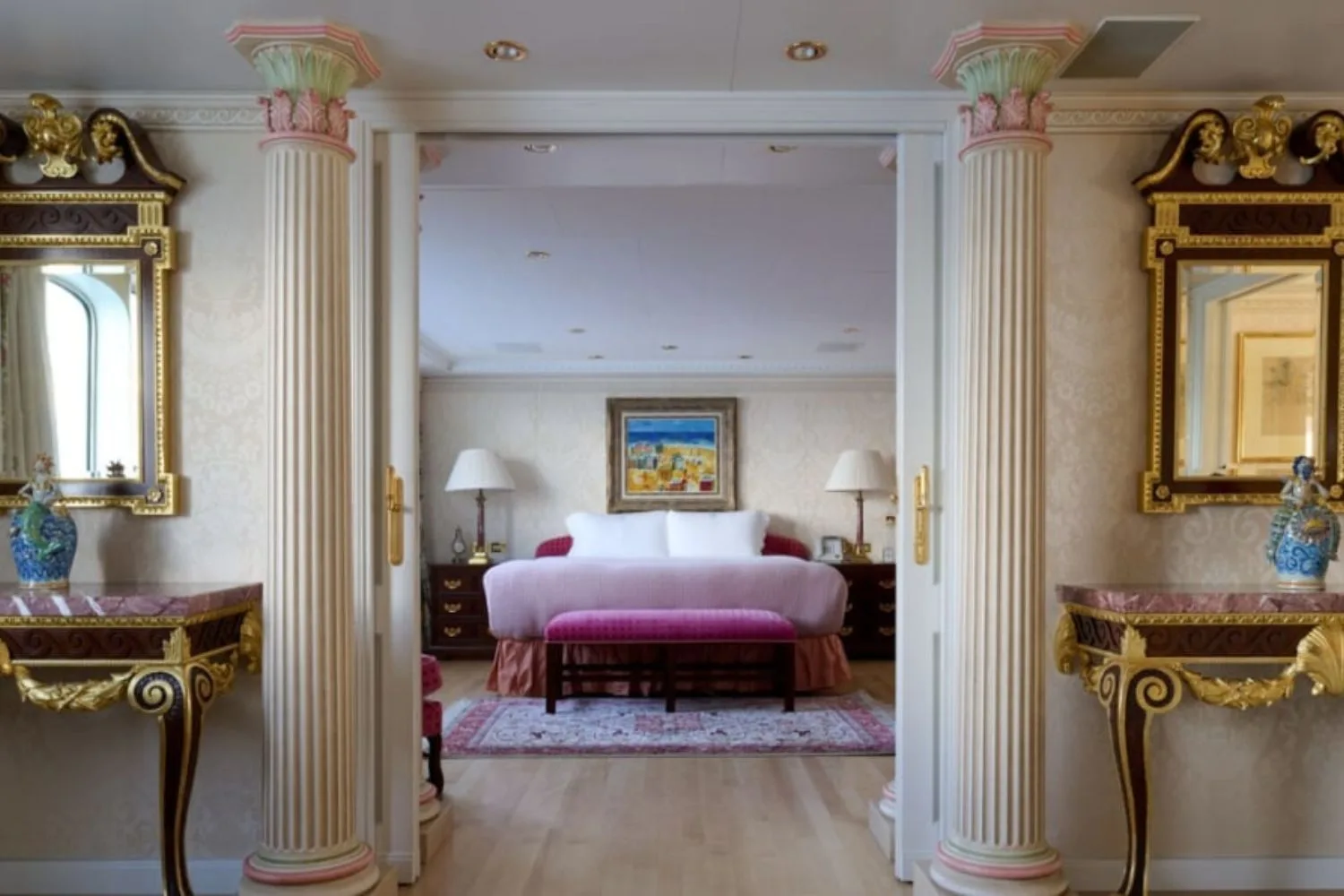One of the bedrooms in The Lady Beatrice superyacht