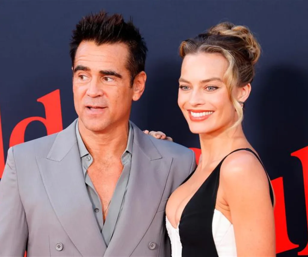 Colin Farrell and Margot Robbie attend the premiere of "A Big Bold Beautiful Journey"
