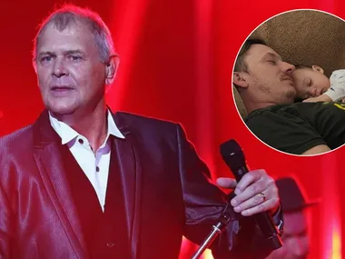 John Farnham and James Farnham with his new baby