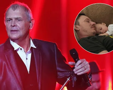 John Farnham and James Farnham with his new baby