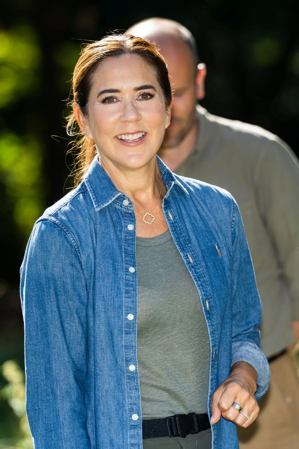 Queen Mary looking relaxed in a denim jacket