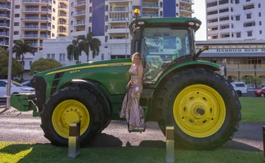 Sophie Jonsson at her school formal after arriving on the tractor. (Image: Supplied)