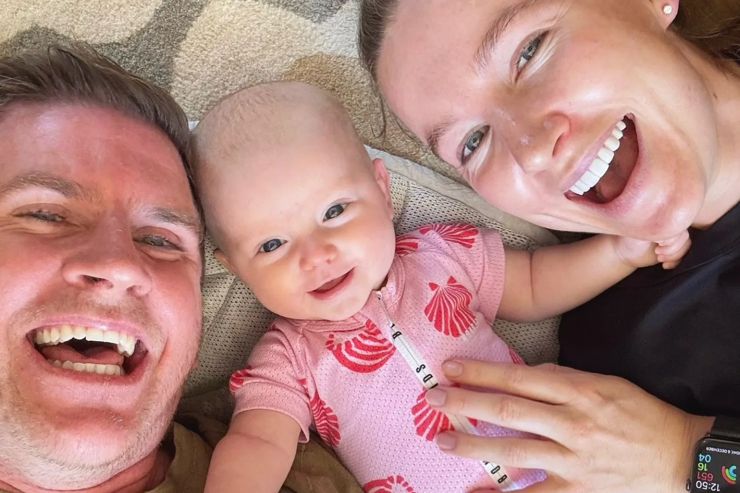 Sam Mac, Rebecca James and baby Mabel