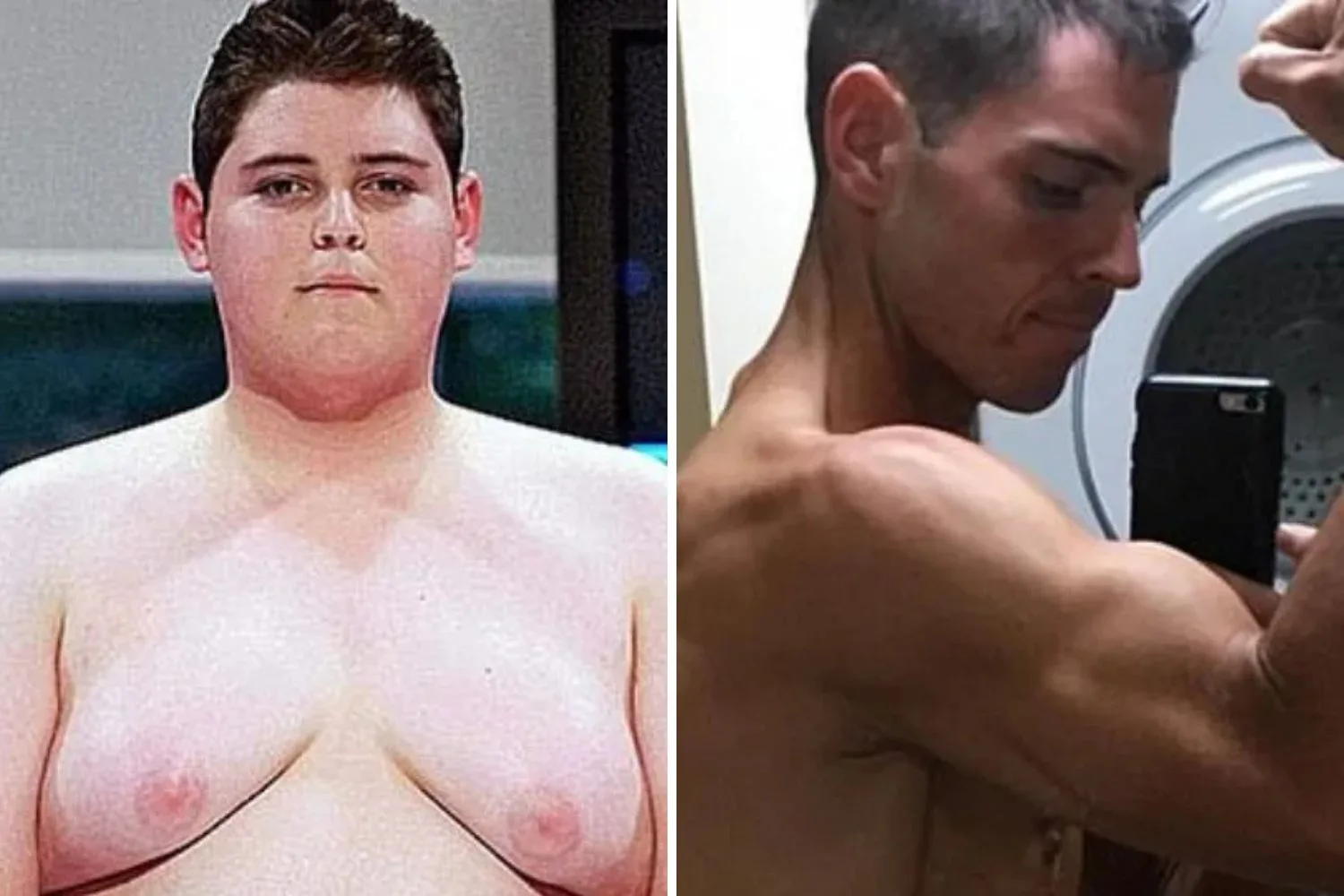 Sam Rouen before and after his stint on The Biggest Loser.