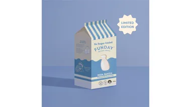 FUNDAY's Milk Bottles in their retro carton.