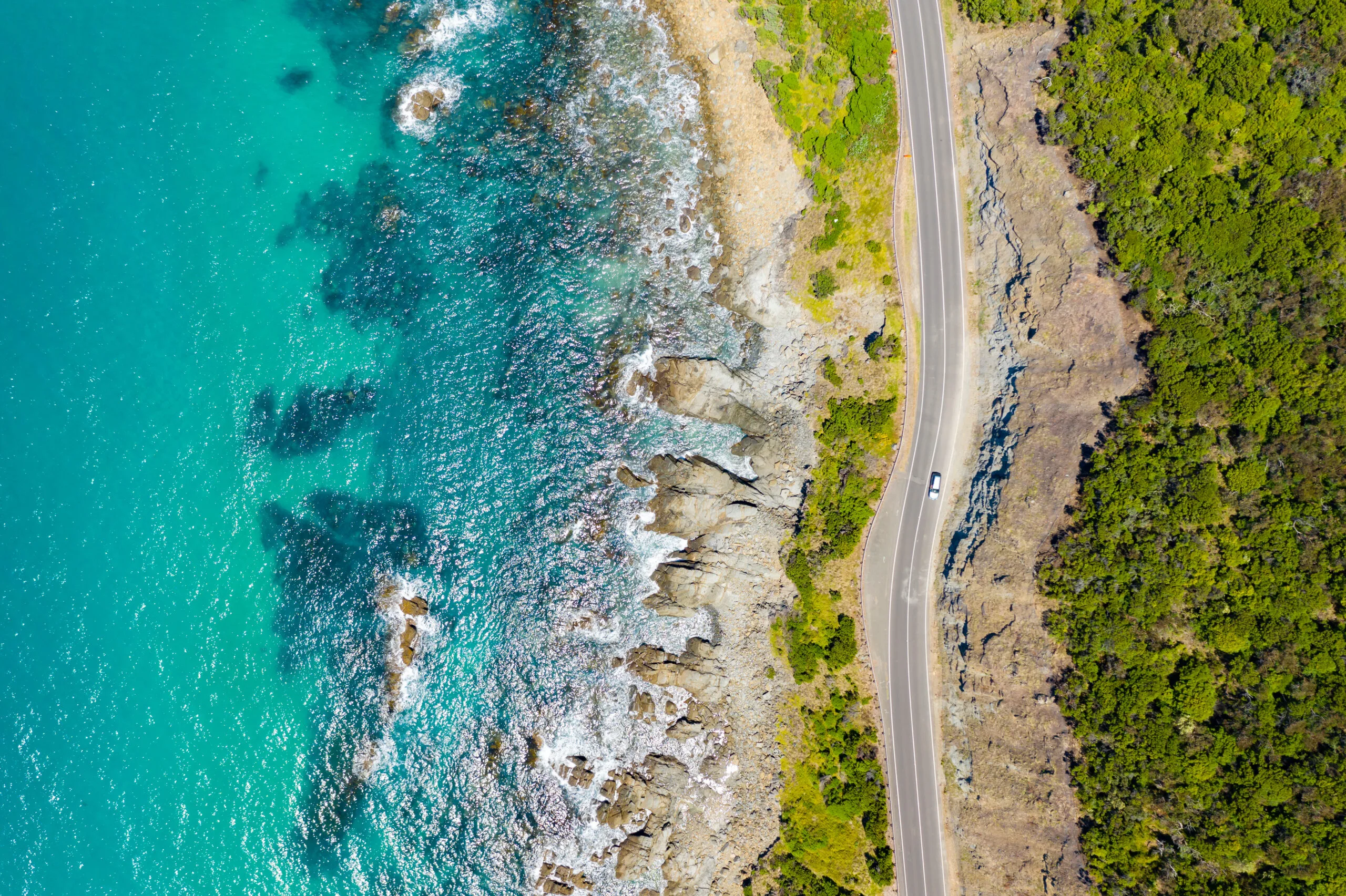 Aerial view of the Great Ocean Road.