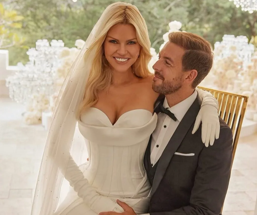 Sophie Monk and Joshua Gross on their wedding day.