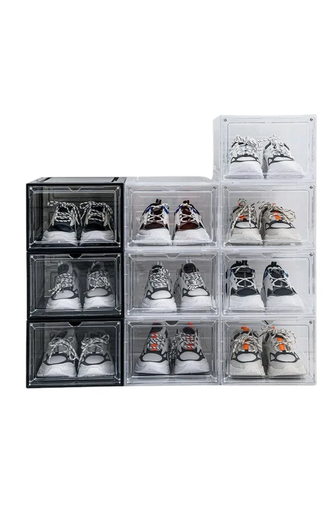 Sneaker Display Case Shoe Storage Organizer Box Stackable Plastic Clear Magnetic