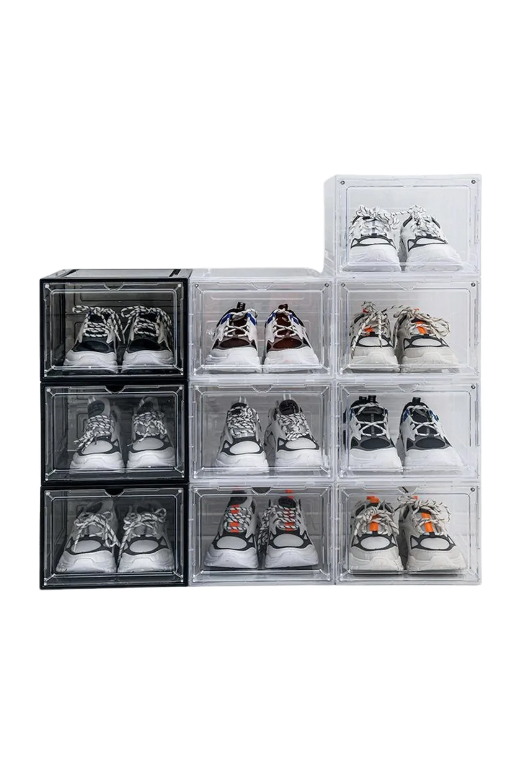 Sneaker Display Case Shoe Storage Organizer Box Stackable Plastic Clear Magnetic