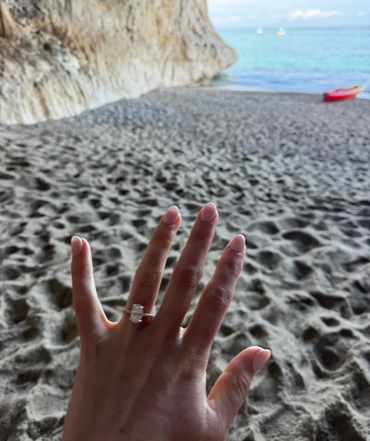 Hand with engagement ring