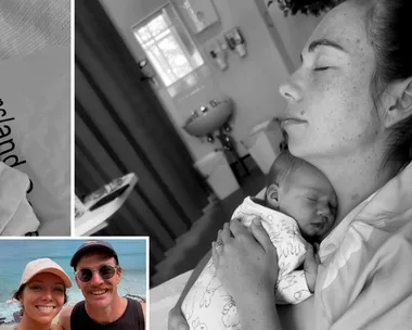 Farmer David and Emily and their baby