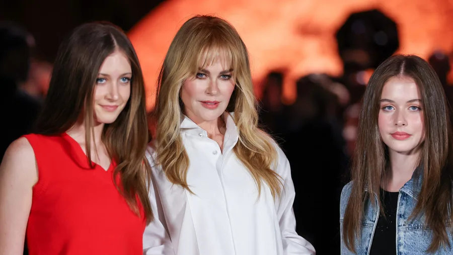 Sunday Rose Kidman Urban, Nicole Kidman and Faith Margaret Kidman-Urban attend the Chanel Womenswear Spring/Summer 2026 show as part of Paris Fashion Week