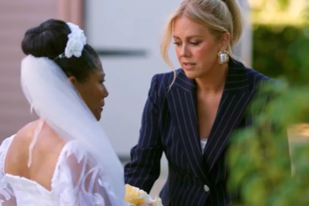 Sam Armyatge comforting Shamse on the Golden Bachelor