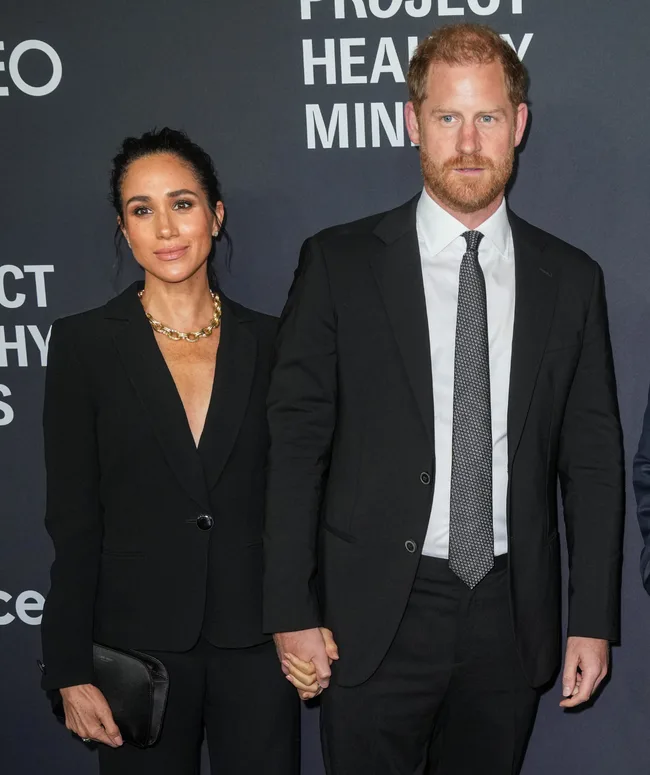 Meghan, Duchess of Sussex and Prince Harry, Duke of Sussex, attend the Project Healthy Minds 3rd Annual Gala at Spring Studios on October 09, 2025 in New York City.