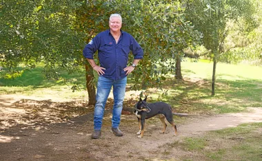 Scott Cam and dog, Frankie on The Block.