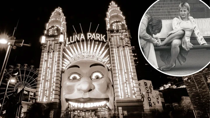 Luna Park at night, INSET: Sandie Jessamine