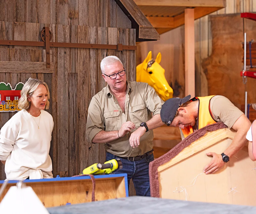 The Block's Shelley Craft and Scott Cam with Ben.