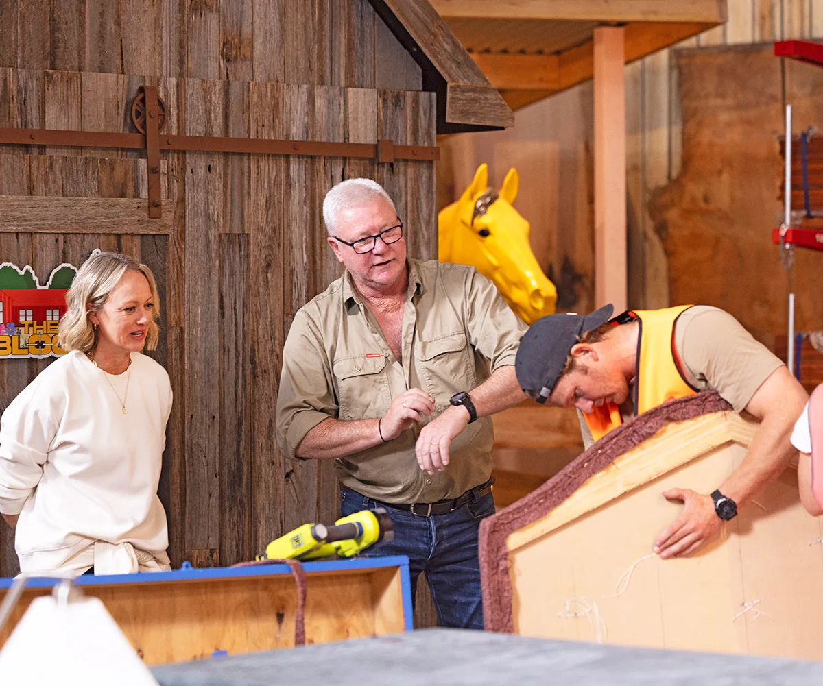 The Block's Shelley Craft and Scott Cam with Ben.