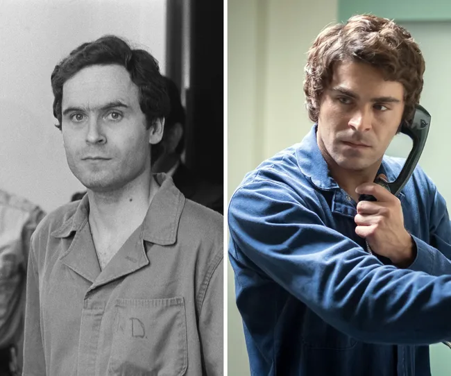 Ted Bundy and Zac Efron playing Ted Bundy